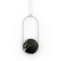 Часы Nomon COLGANTE  (основание - латунь+мрамор Sahara Noir/стрелки - латунь+орех), D=30см, H=79см
