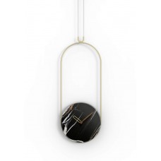 Часы Nomon COLGANTE  (основание - латунь+мрамор Sahara Noir/стрелки - латунь+орех), D=30см, H=79см