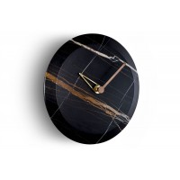 Настенные часы Nomon Bari M (основание - орех, отделка мрамор Sahara Noir/стрелки - латунь и орех) D=32см