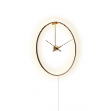Часы-светильник OMBRA PREMIUM PLUG-IN D=80cm. (Внешний кабель) (основание и стрелки - орех/центр - латунь)