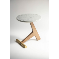 Стол PUNTERO TABLE (орех/мрамор Calacatta/латунь)