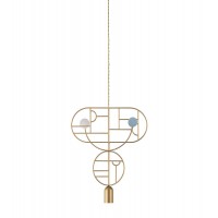 Подвесной светильник NOMON HOME WOODEN DOTS, CONF. 7, GOLD/COLOR