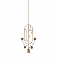 Подвесной светильник NOMON HOME WOODEN DOTS, CONF. 5, GOLD/WALNUT