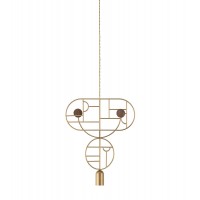 Подвесной светильник NOMON HOME WOODEN DOTS, CONF. 7, GOLD/WALNUT
