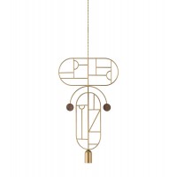 Подвесной светильник NOMON HOME WOODEN DOTS, CONF. 9, GOLD/WALNUT