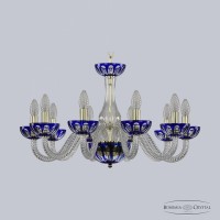 Люстра подвесная хрустальная Bohemia Crystal 1308/10/240 G Cl/Clear-Blue/H-1H