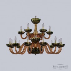 Люстра подвесная хрустальная Bohemia Crystal 1308/12+6/360/2d G Am/Amber-Green/H-1J