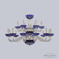 Люстра подвесная хрустальная Bohemia Crystal 1308/12+6/360/2d G Cl/Clear-Blue/H-1I