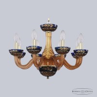 Люстра подвесная хрустальная Bohemia Crystal 1308/8/195 G Am/Amber-Blue/H-1J