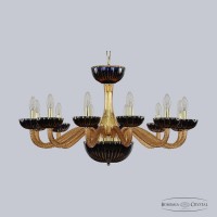 Люстра подвесная хрустальная Bohemia Crystal 1309/12/300 G Am/Amber-Blue/H-1K