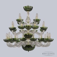 Люстра подвесная хрустальная Bohemia Crystal 1309/16+8+4/300/3d G Cl/Clear-Green/H-1J
