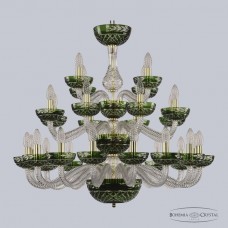 Люстра подвесная хрустальная Bohemia Crystal 1309/16+8+4/300/3d G Cl/Clear-Green/H-1J