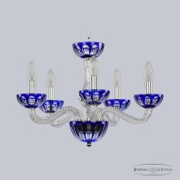 Люстра подвесная хрустальная Bohemia Crystal 1309/5/165 Ni Cl/Clear-Blue/H-1H