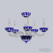Люстра подвесная хрустальная Bohemia Crystal 1309/5/165 Ni Cl/Clear-Blue/H-1H