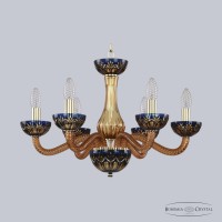 Люстра подвесная хрустальная Bohemia Crystal 1309/6/200 G Am/Amber-Blue/H-1I