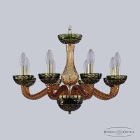 Люстра подвесная хрустальная Bohemia Crystal 1309/8/200 G Am/Amber-Green/H-1J