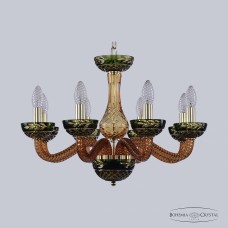 Люстра подвесная хрустальная Bohemia Crystal 1309/8/200 G Am/Amber-Green/H-1J