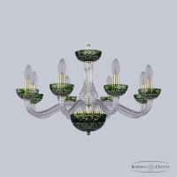 Люстра подвесная хрустальная Bohemia Crystal 1309/8/240 G Cl/Clear-Green/H-1J