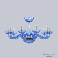 Люстра подвесная хрустальная Bohemia Crystal 1311/10/300 G Aq/Aquamarine/M-1H