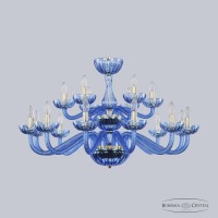 Люстра подвесная хрустальная Bohemia Crystal 1311/12+6/360/2d G Aq/Aquamarine/M-1H