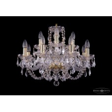 Подвесная люстра хрустальная Bohemia Crystal 1406/8+4/195/G/Leafs
