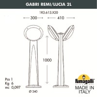 Столб уличный наклонный Fumagalli GABRI REMI/LUCIA 2L 1R3.613.X20.LYE27