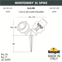 Светильник уличный наземный Fumagalli MINITOMMY 2L SPIKE 3M1.001.000.WYU1L