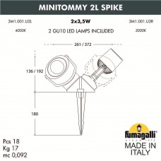 Светильник уличный наземный Fumagalli MINITOMMY 2L SPIKE 3M1.001.000.WYU1L