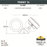 Светильник уличный настенный/наземный Fumagalli TOMMY 2L 4M1.000.000.WYD1L