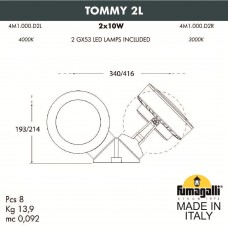 Светильник уличный настенный/наземный Fumagalli TOMMY 2L 4M1.000.000.WYD1L