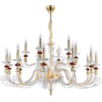Подвесная люстра Crystal lux CATARINA SP12+6 GOLD/TRANSPARENT-COGNAC