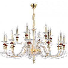Подвесная люстра Crystal lux CATARINA SP12+6 GOLD/TRANSPARENT-COGNAC
