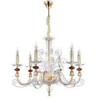 Подвесная люстра Crystal lux CATARINA SP6 GOLD/TRANSPARENT-COGNAC