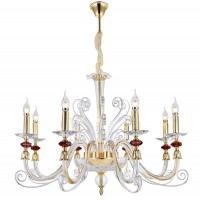 Подвесная люстра Crystal lux CATARINA SP8 GOLD/TRANSPARENT-COGNAC