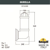 Светильник уличный настенный Fumagalli MIRELLA D15.505.000.WXG1L