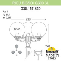 Столб уличный Fumagalli RICU BISSO/G300 3L G30.157.S30.AYE27