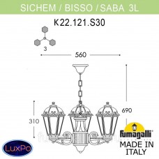 Люстра уличная подвесная Fumagalli SICHEM/SABA 3L K22.121.S30.WYE27
